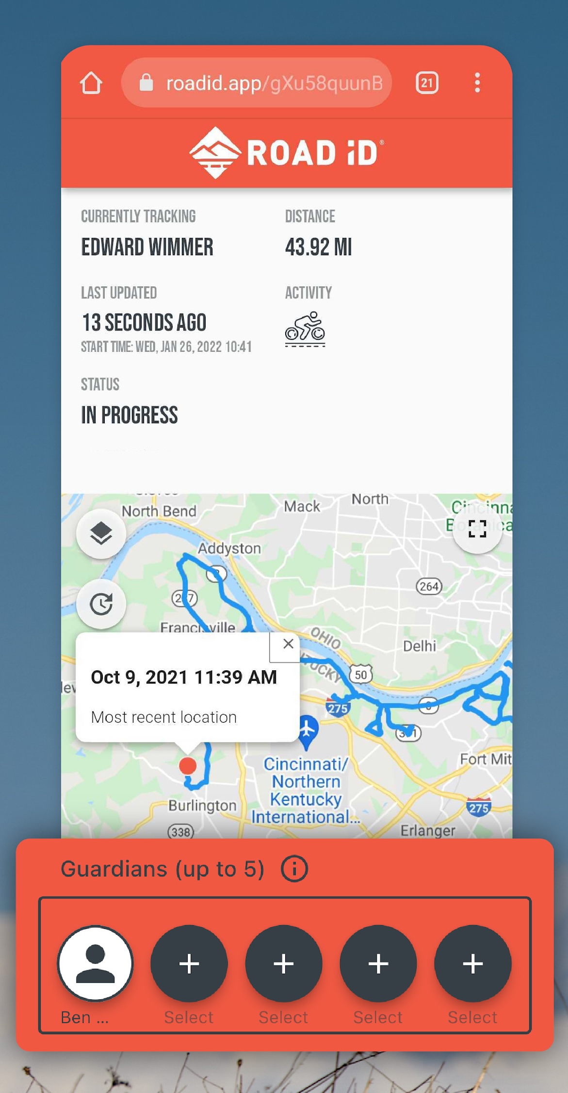 Real-time tracking map